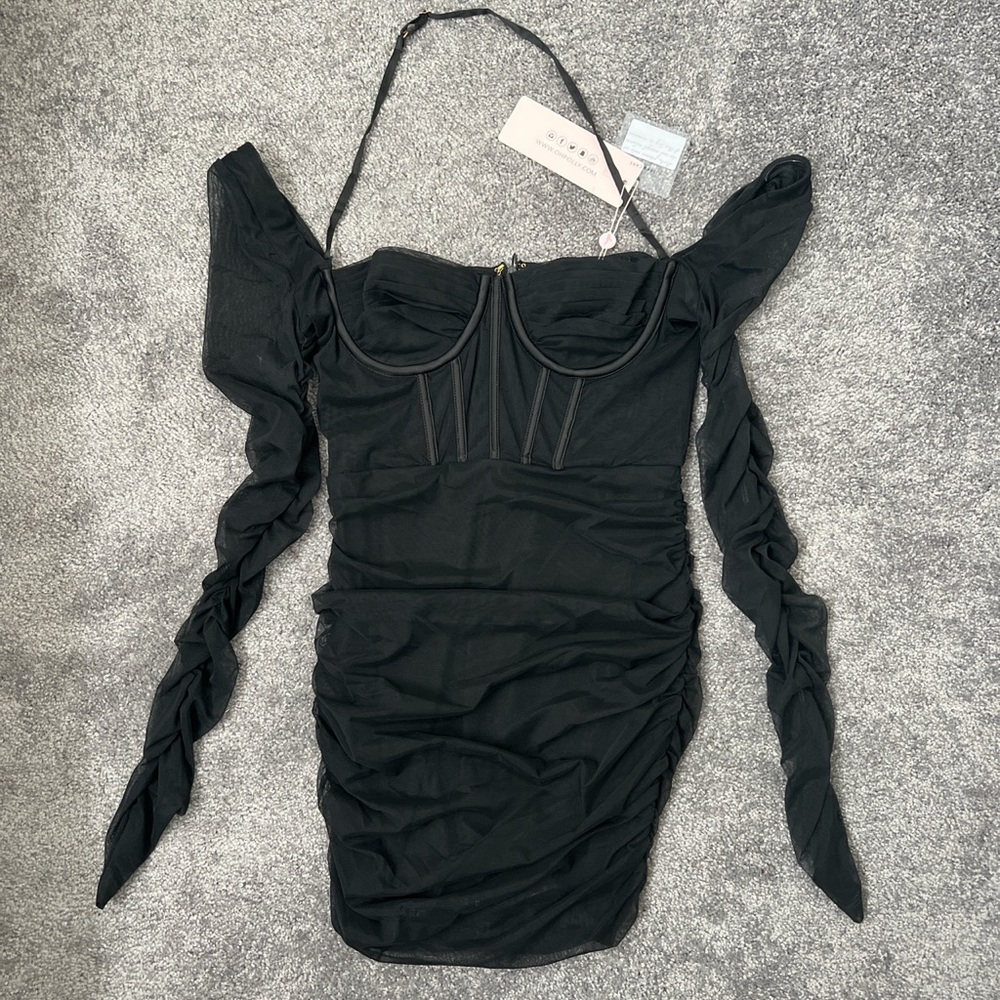 Oh Polly Euphoria
Long Sleeve Corset Mini Dress in Black